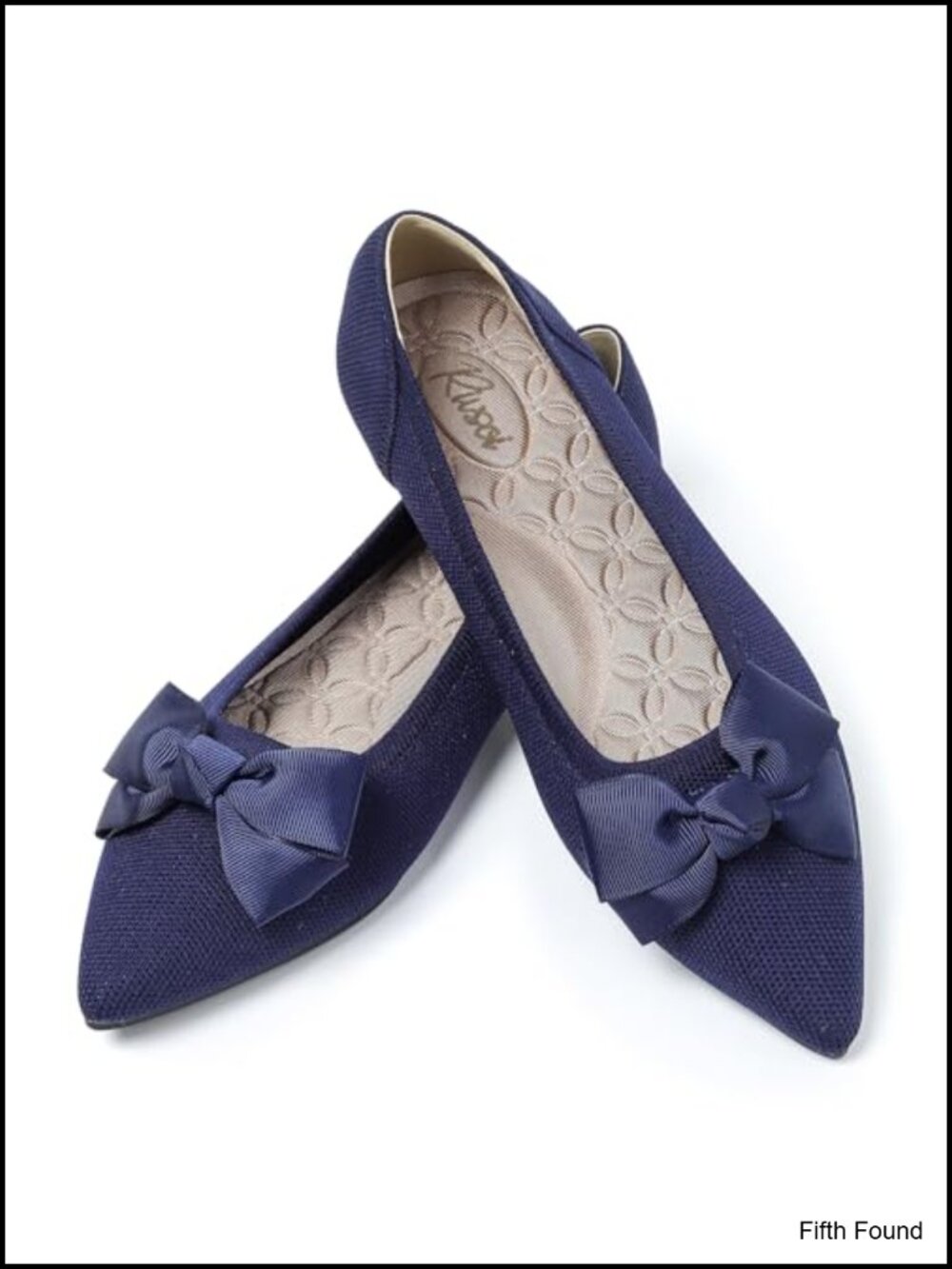Womens Pointed Toe Ballet Flats with Bow Memory Foam Knit Comfort Shoes